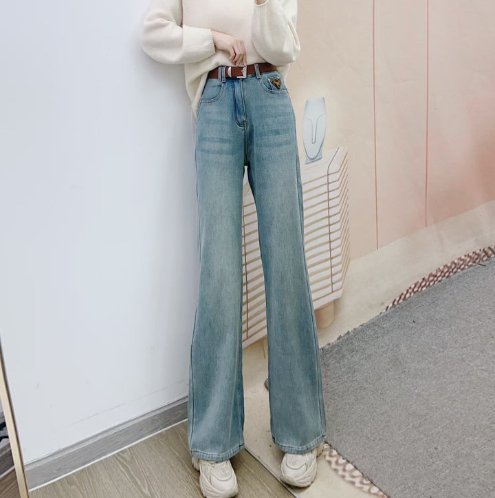 Dame brede jeans med høj talje og afslappet snit Stilla
