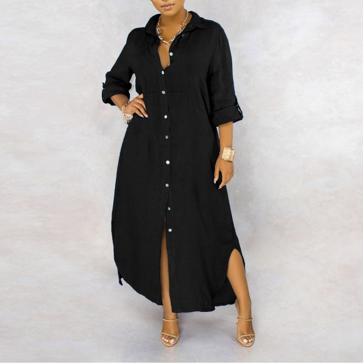 Dame Langærmet Button-Down Maxi Kjole Stilla