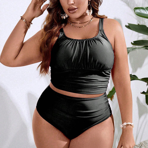 Damer Højtaljede Bikini-sæt med moderne Crop-Top Skovae