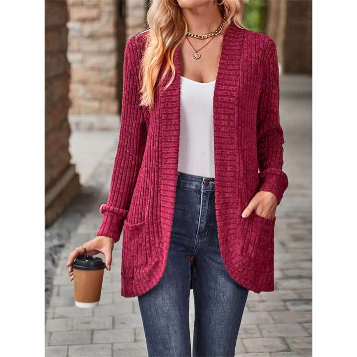 Dame Langærmet Strikcardigan med asymmetrisk Snit Stilla