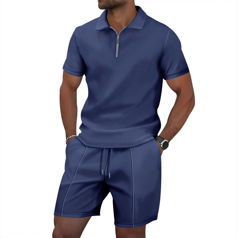 Herrer afslappet sportoutfit med standkrave og elastisk talje Stilla