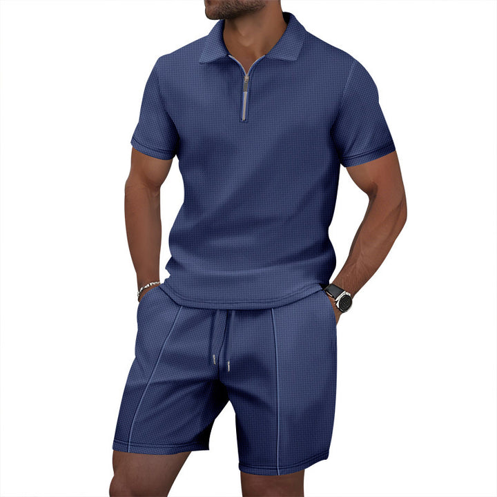 Herrer afslappet sportoutfit med standkrave og elastisk talje Stilla