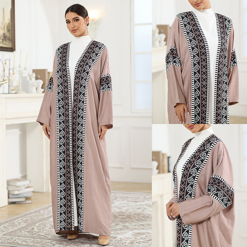 Dame Mode Kaftan med kunstneriske dekorationer Stilla