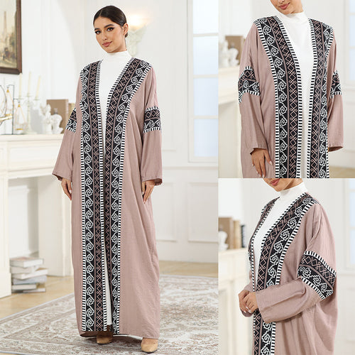 Dame Mode Kaftan med kunstneriske dekorationer Stilla
