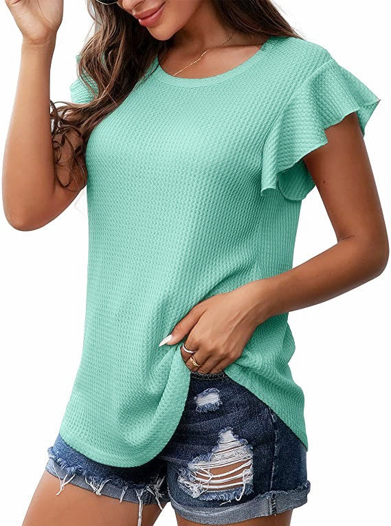 Damer Casual T-Shirt med ruffles detaljer lavet af kvalitets vaffelstof Stilla