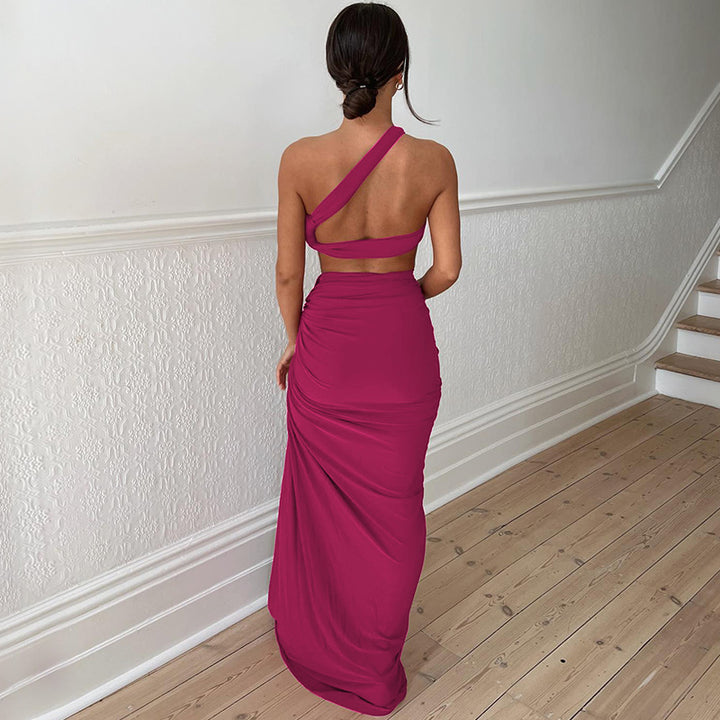 Dame Raffineret en-dels sæt med asymmetrisk snit og elegant drapering Stilla