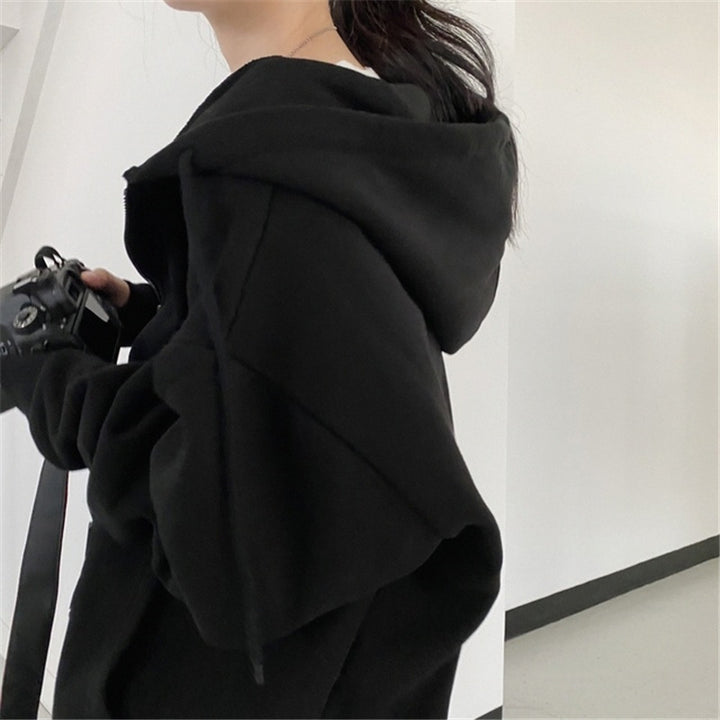 Femme Oversized Zip-Up Hoodie med justerbar hætte Stilla