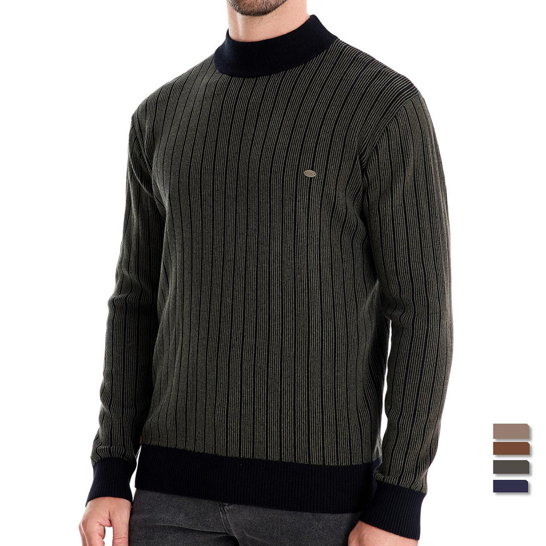 Herrer rullekrave pullover med fint strukturmønster Stilla