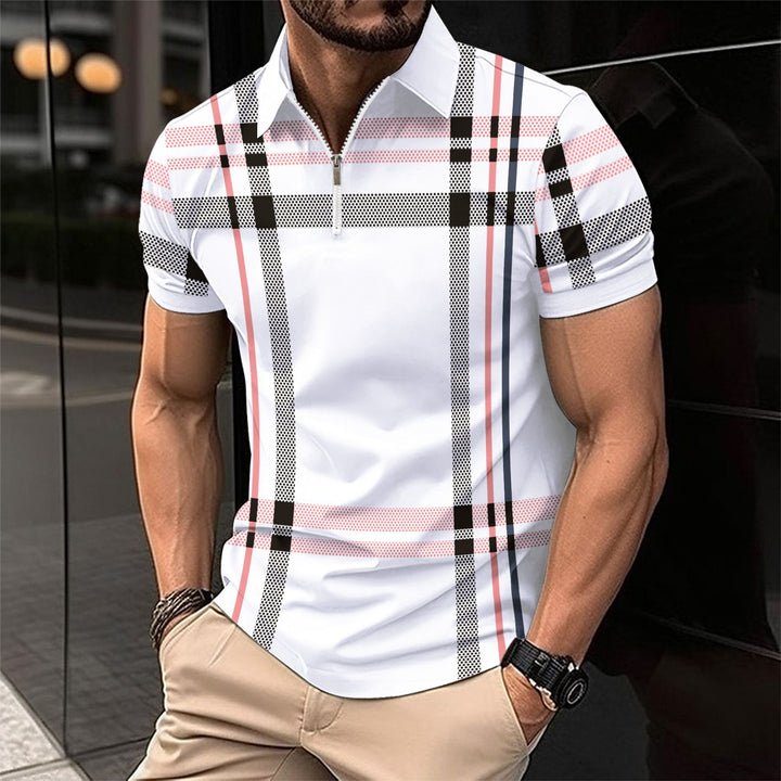 Herrer Stilfuld Lynlåse-Frontternet Polo T-shirt Stilla