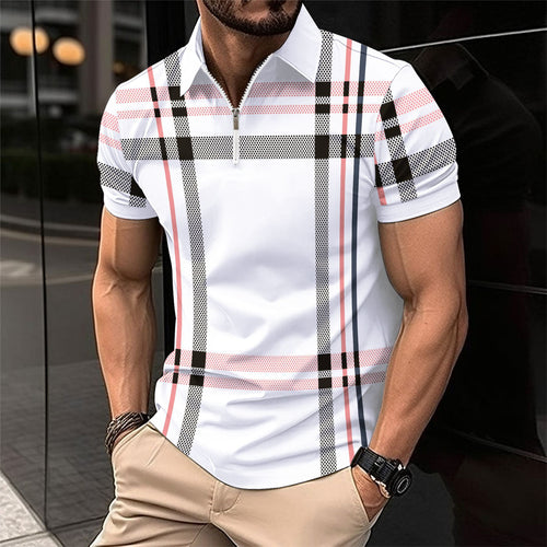 Herrer Stilfuld Lynlåse-Frontternet Polo T-shirt Stilla