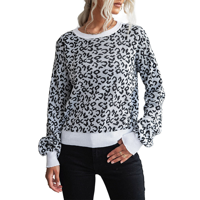 Dame Mønstret Strikpullover med Leopardsmønster Stilla
