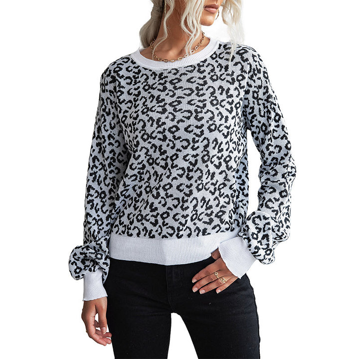 Dame Mønstret Strikpullover med Leopardsmønster Stilla