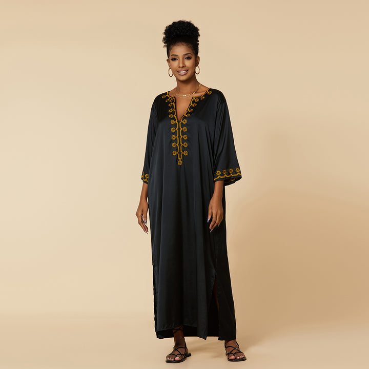 Dame Kaftan med udsøgt håndbroderet kant og elegante sidesplitter Stilla