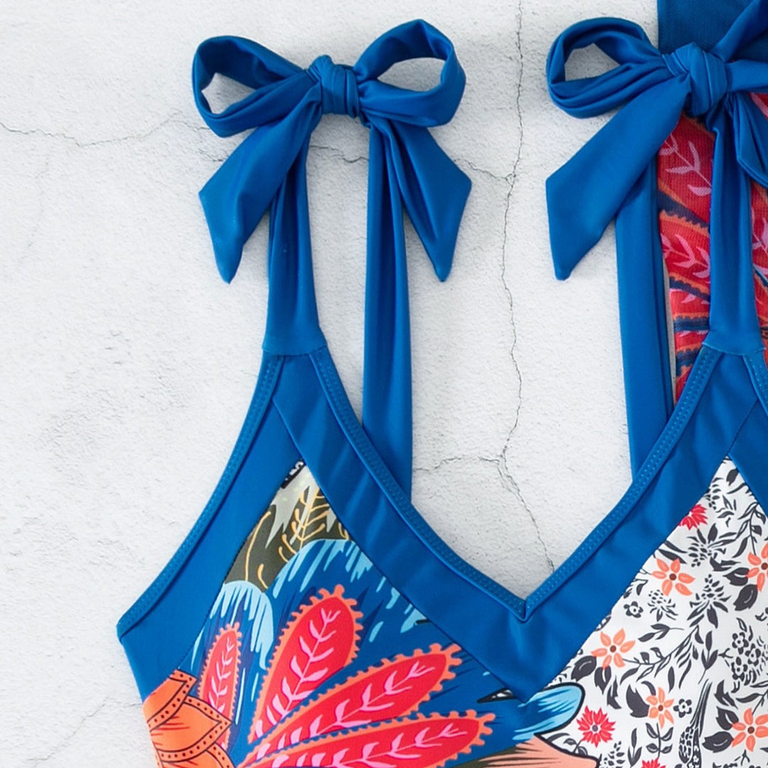 Damer Elegant One-Piece Badetøj med blomstret indpakning Skovae