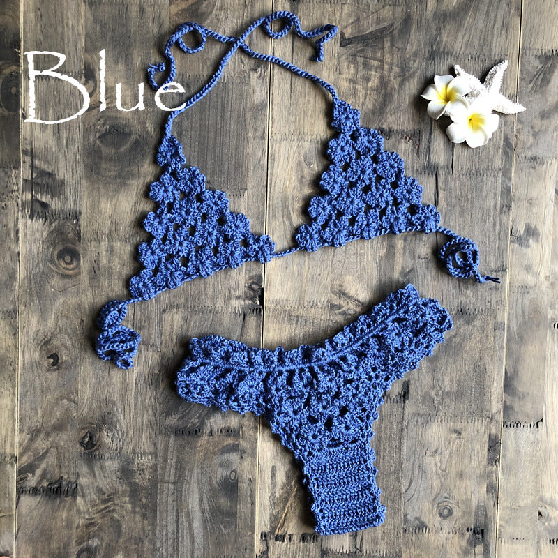 Dame hæklede bikini-sæt med legende blomsterprint og individuelt justerbare stropper Stilla