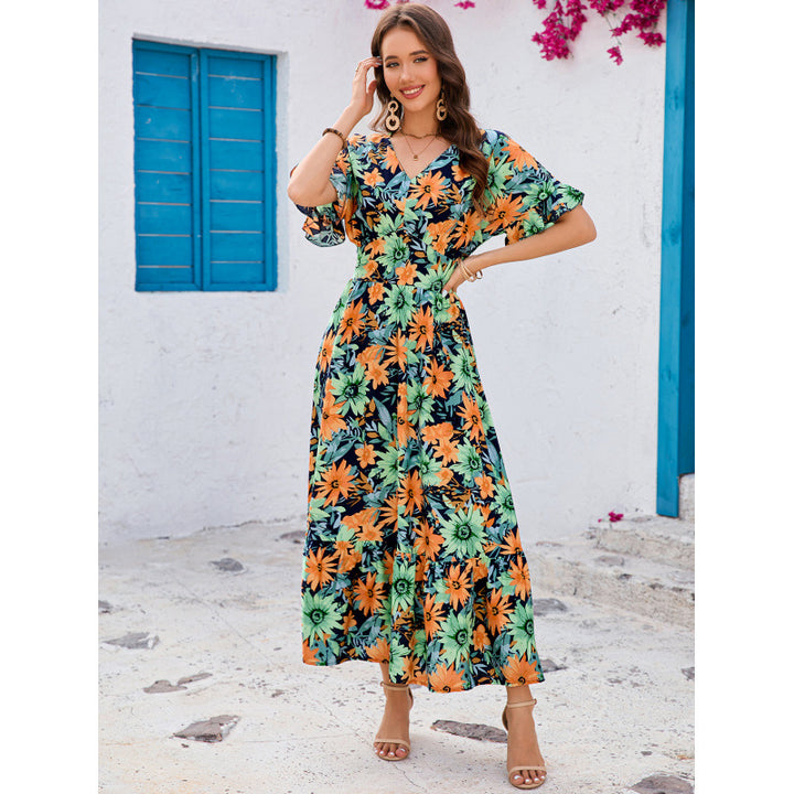 Dame Maxikjole med floral design Stilla