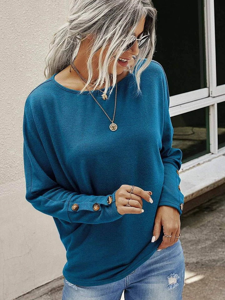 Stilla | Afslappet Langærmet Rund Hals Top Bluse
