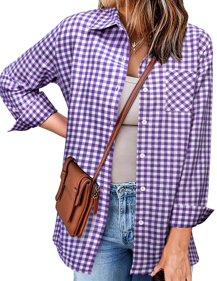 Femme Button-Up Gingham Check Shirt Stilla