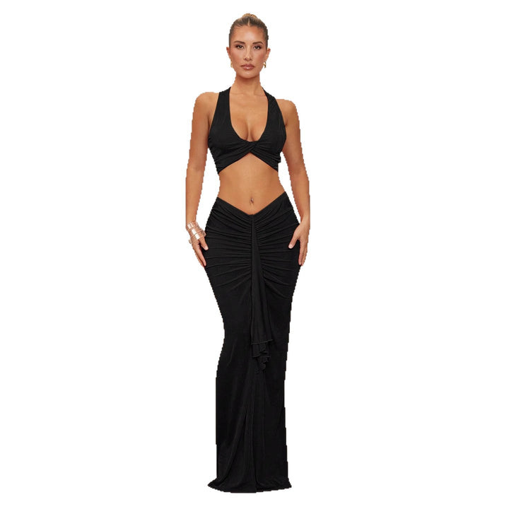 Dame Elegant Wrap Dress med Cut-Outs og flydende stof Skovae