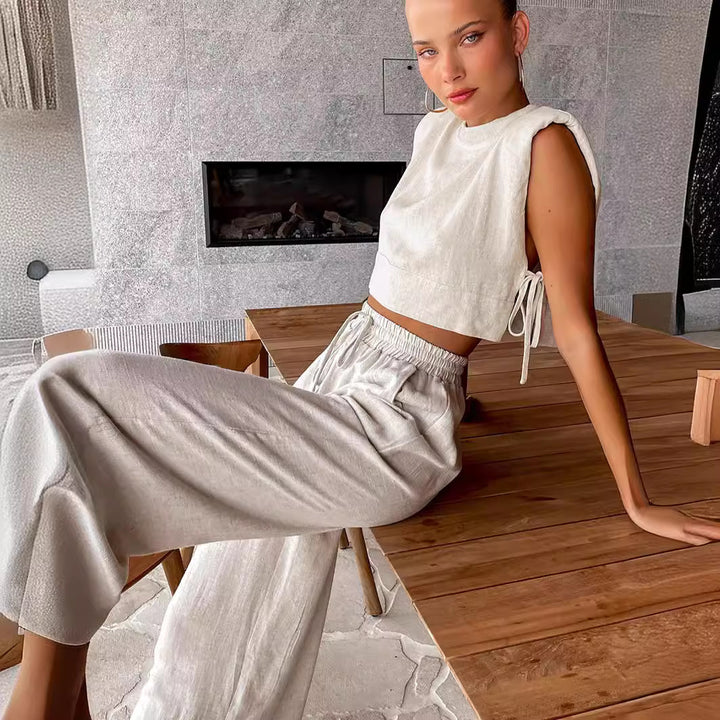 Dame afslappet crop-top med sidelukninger Stilla