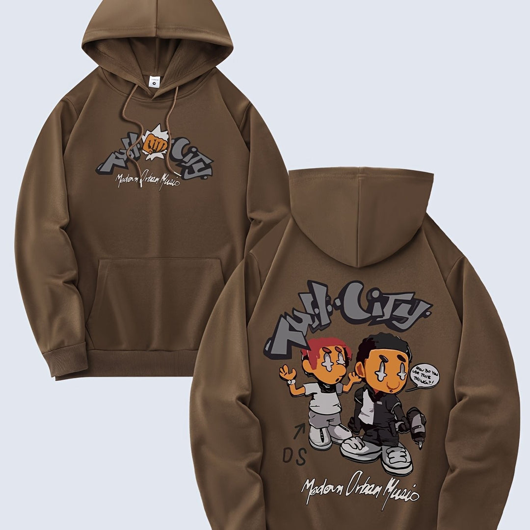 Kvinders hoodie med originalt tegneseriedesign og kunstnerisk tryk Skovae