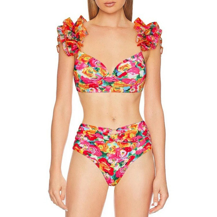 Dame Bikini-sæt med flæser og smart omslagsskovl Skovae