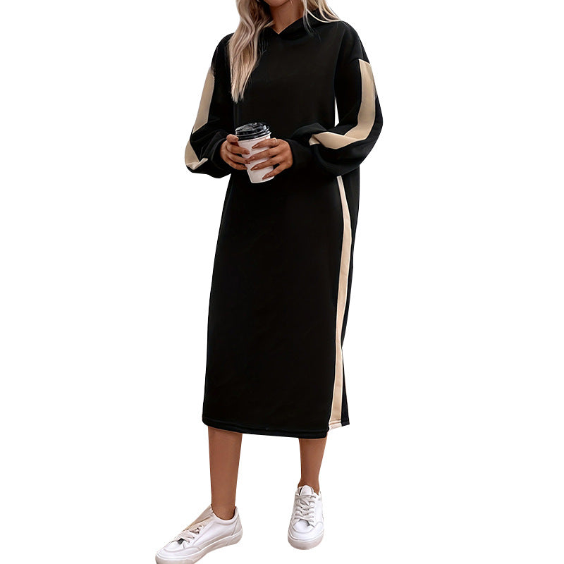 Dame Fritid Hoodie-Maxikjole med Sidematerialer Stilla