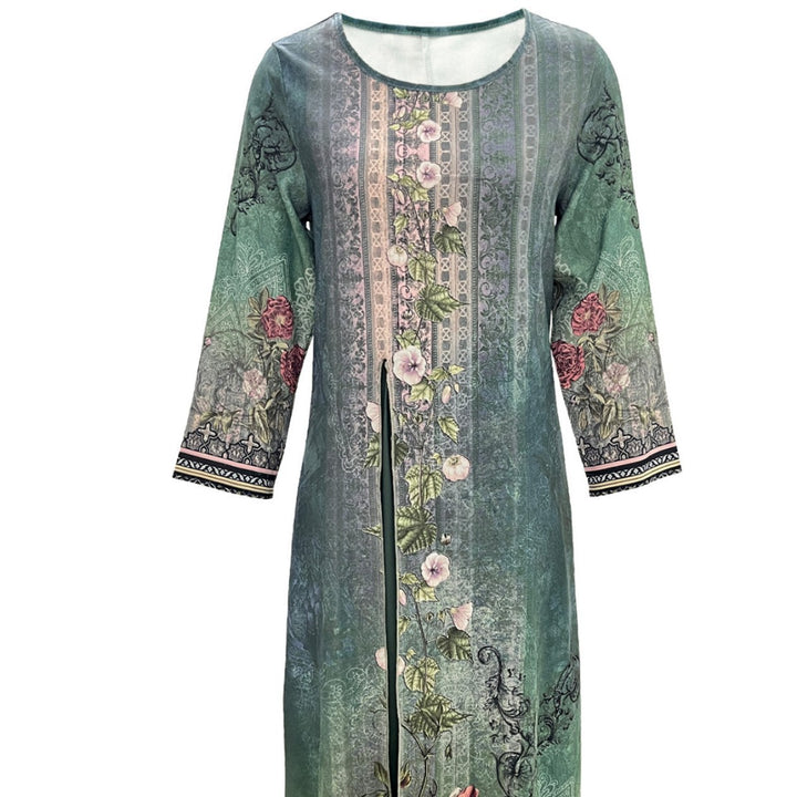 Femme Elegante Åben Foran Tunika Sæt Stilla