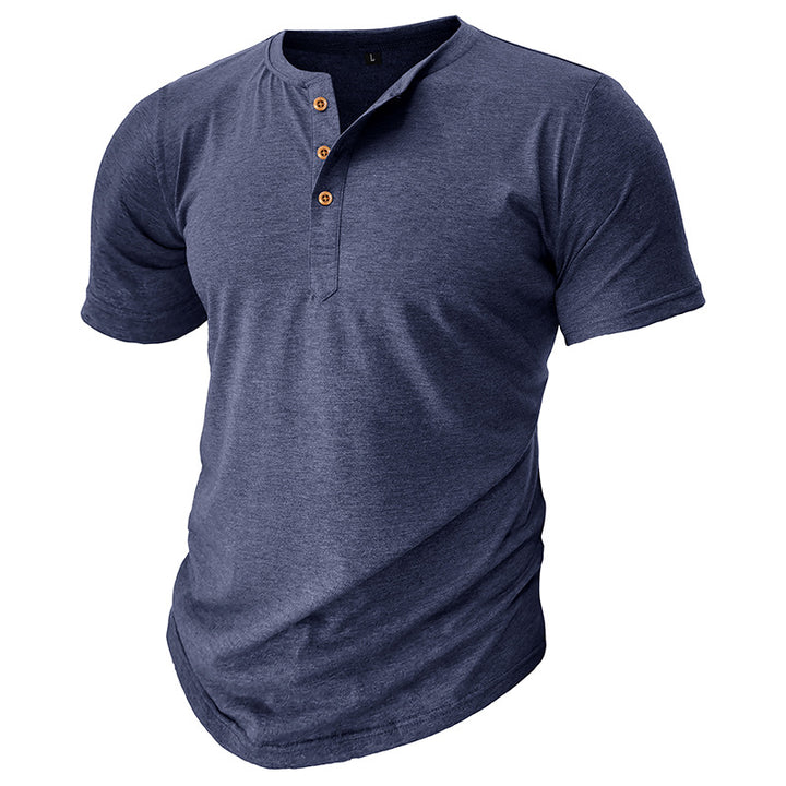 Herrer Henley T-shirt med knapper og afslappet snit Stilla