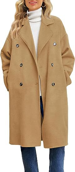 Dame elegant trenchcoat med dobbelt knappelukning og rummelig skæring Stilla