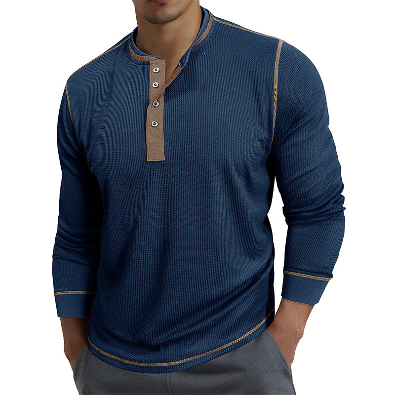 Herrer langærmet skjorte med moderne Henley-krave og fine detaljer Stilla