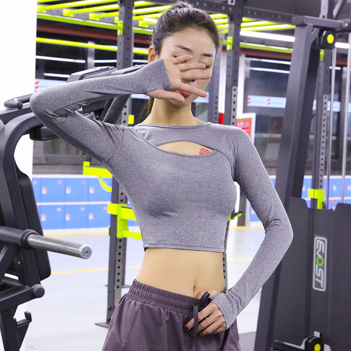 Damer Ydeevne Langærmet Crop-Top med modigt Cut-Out-design og åndbare egenskaber Stilla