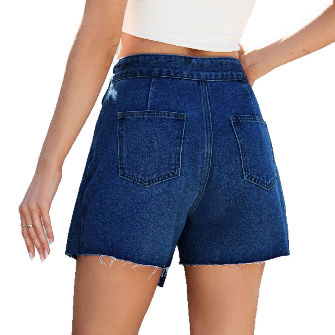 Dame denim minikjole med asymmetrisk kant og praktiske lommer Stilla