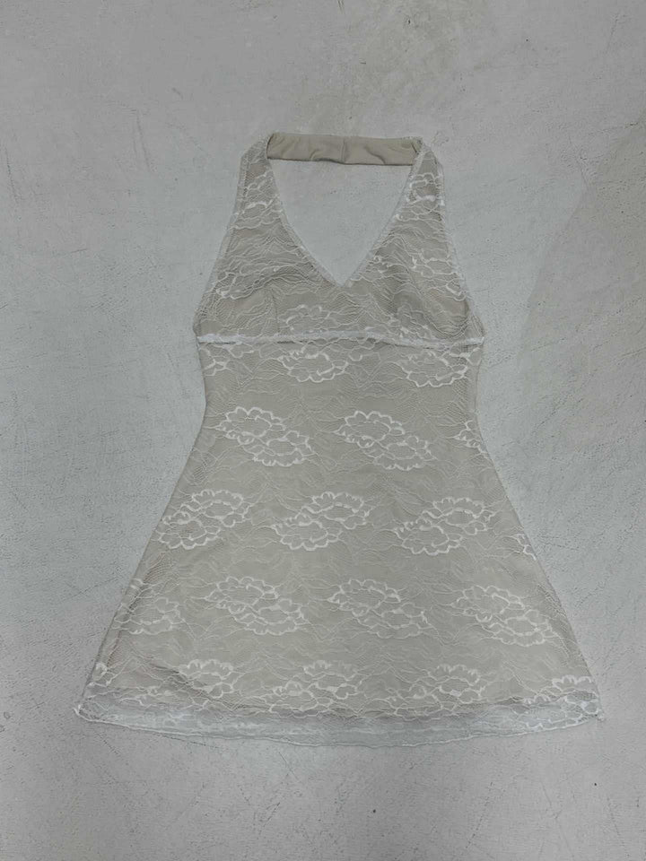 Dame spidskjole med V-udskæring og elegant halterdesign Skovae