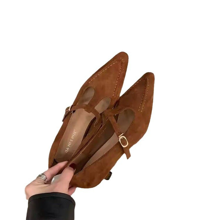 Dame Elegant Spids-Tå Slingback-Pumps med smart T-rem-design Stilla