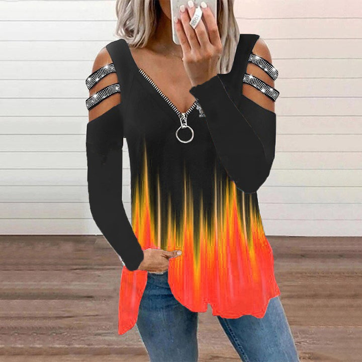 Dame overdel med off-shoulder detaljer og smart lynlås Stilla