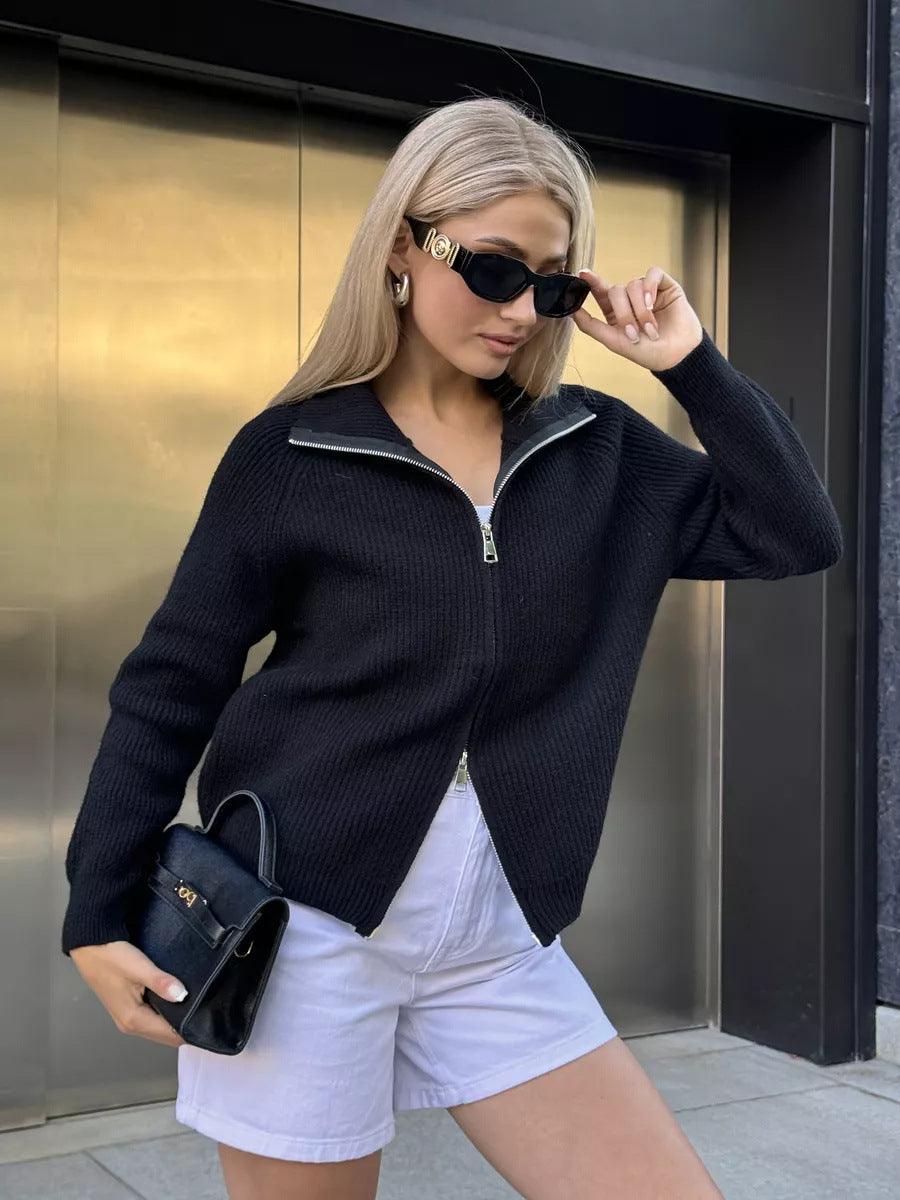 Kvinders cardigan med høj krave Stilla