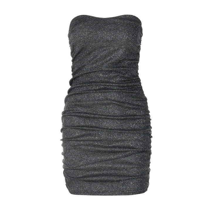Dame figursyet Minikjole med raffineret draperingseffekt og skinnende finish Stilla