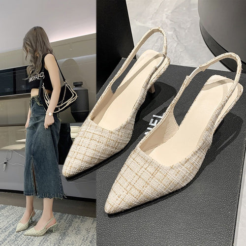 Dame Slingback-pumper med spidse design og komfortabel blokhæl Stilla