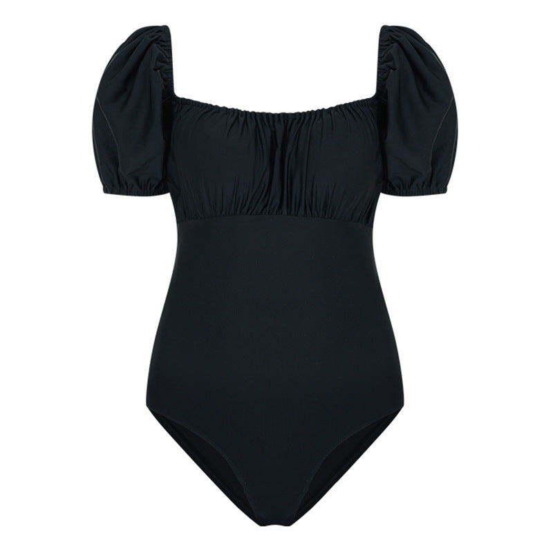 Dame Bandeau Badedragt med elegante puffærmer og raffinerede detaljer Stilla