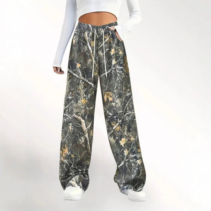 Dame Loose Camouflage-Bukser med elastisk talje og snøre Stilla