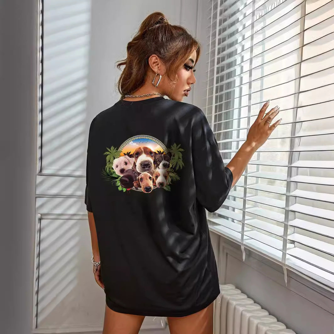 Dame afslappet T-shirt med dyre grafisk tryk Stilla