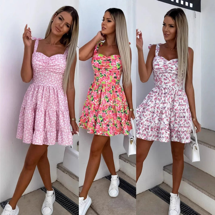 Dame Rynkede Blomster Mini Kjole Stilla 1751507421