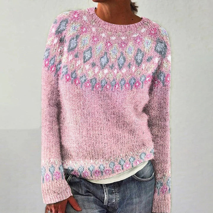 Kvindernes strikkede sweater med levende mønster og behagelig pasform Stilla