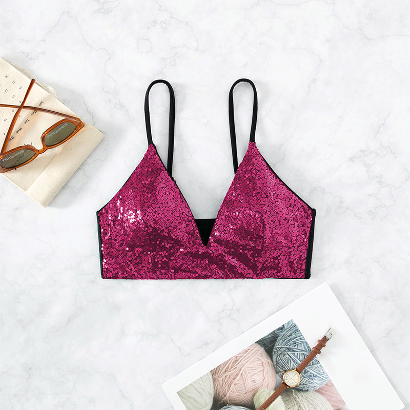Dame Glitrende Bikini-Top med justerbare stropper og skimrende design Stilla