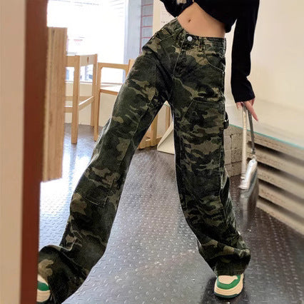 Dame cargo-bukser i urban camouflage-stil med praktiske lommer og behagelig pasform Stilla