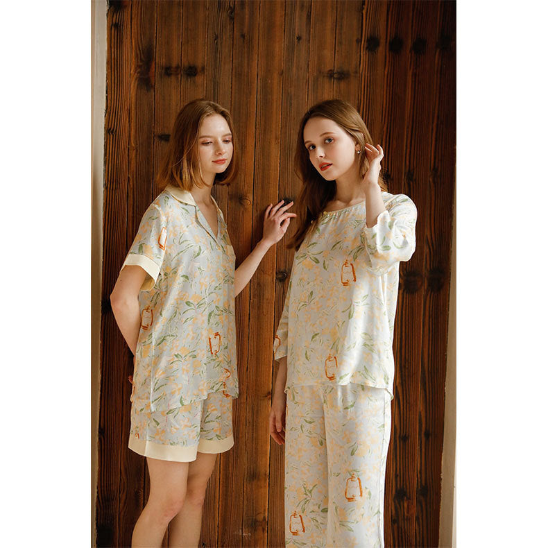 Dame Pyjama-sæt med blomsterdesign og komfortabel pasform Stilla