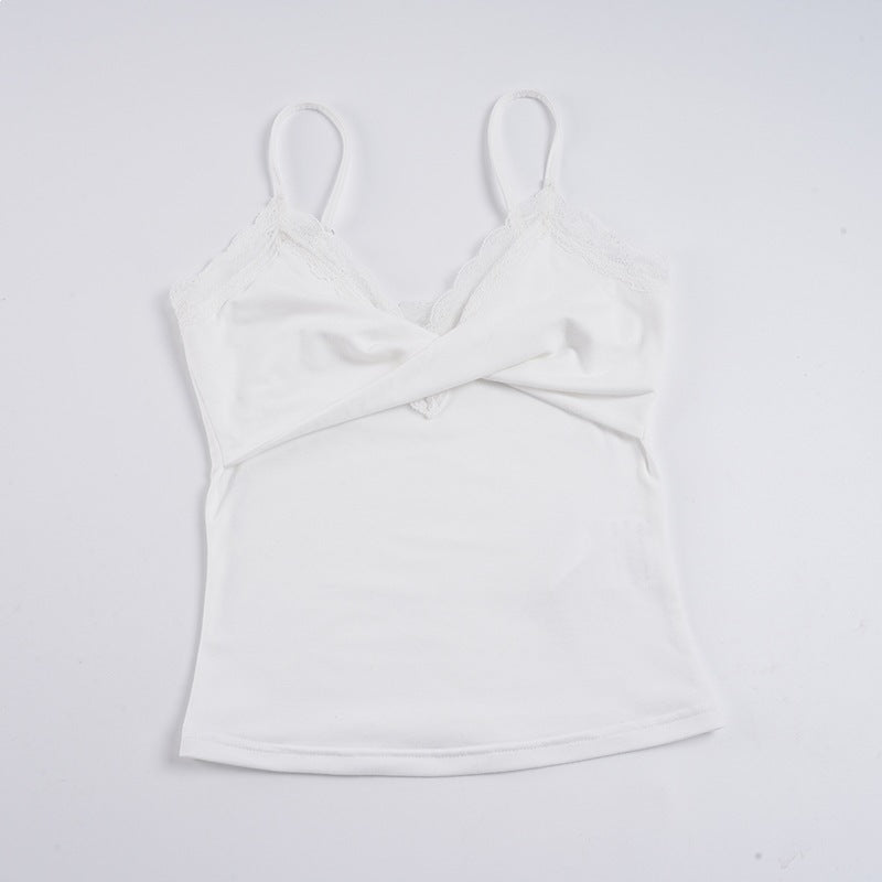 Dame Elegant Spids-Cami-Top med tætsiddende snit og justerbare stropper Skovae