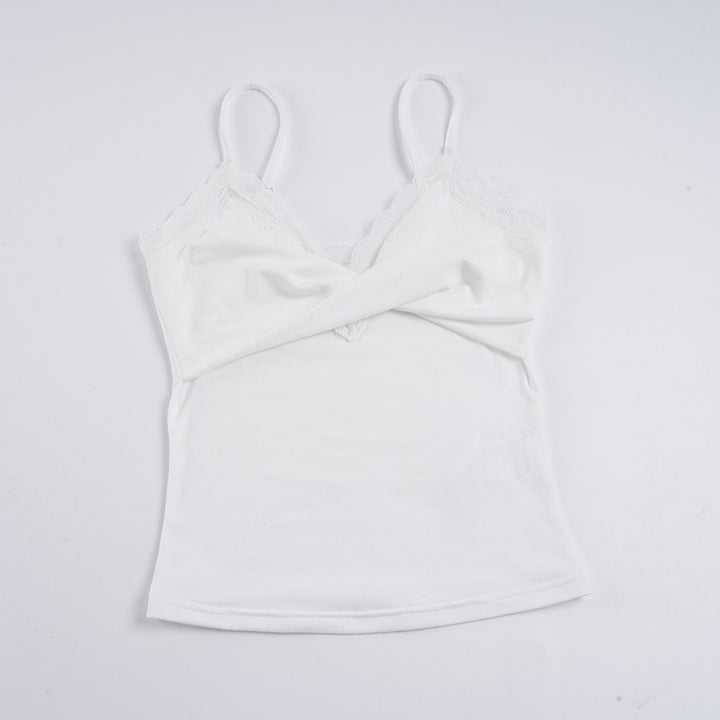 Dame Elegant Spids-Cami-Top med tætsiddende snit og justerbare stropper Skovae