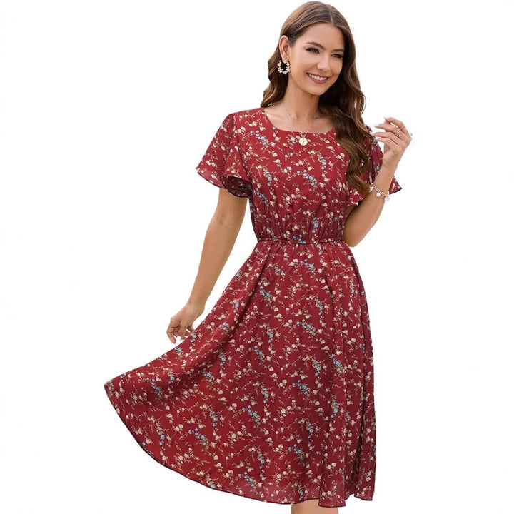 Kvinder Floral Flare Midi Kjole Stilla